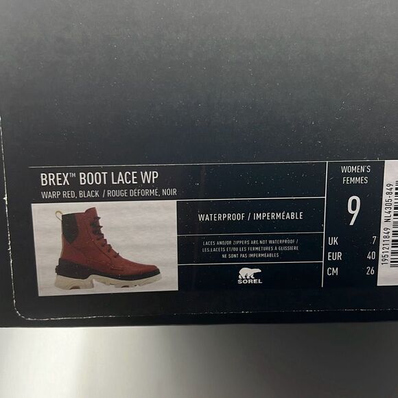 Sorel‎ Brex Lace-Up Waterproof Bootie Heel Cozy Lace red Boots Women Size 9 NWB - Picture 10 of 11